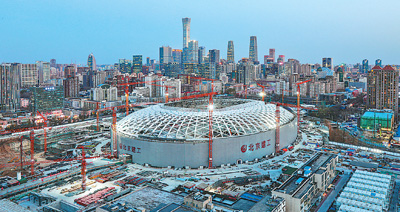 北京工人体育场改造复建项目钢结构完工