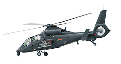 国产武直19武装直升机在珠海三灶机场进行飞行训练.