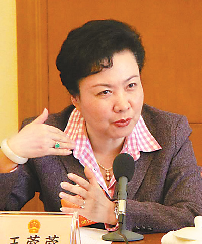 8日,民盟中央委员,北京京剧院一团团长王蓉蓉代表在审议预算报告小组