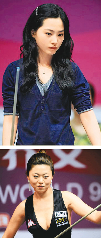 车侑蓝的纯美(上)与金佳映的性感是韩国女子九球的两个标签.